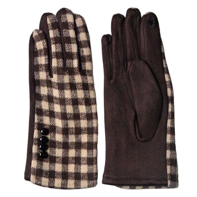 JZGL0051CH Handschoenen Winter  9x24 cm Bruin Polyester Ruit