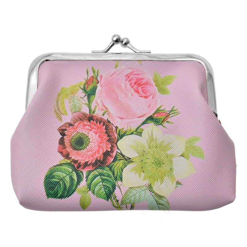 JZPU0004-01 Brieftasche 8x12 cm Rosa Kunststoff Blumen