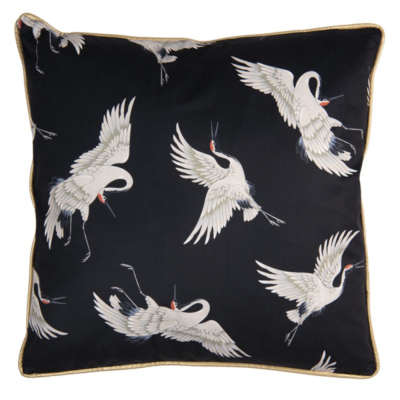 KG023.051 Decorative Cushion 45x45 cm Black White Synthetic Swan Square Cushion Cover with Cushion Filling
