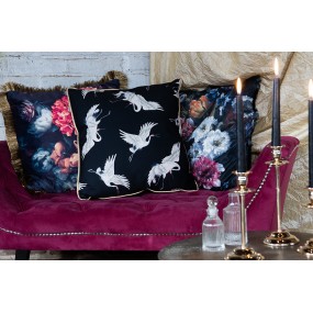 2KG023.094 Decorative Cushion 45x45 cm Black Red Synthetic Flowers Square Cushion Cover with Cushion Filling