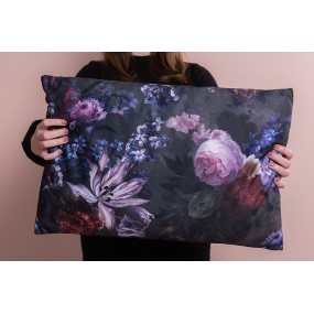 2KG036.014 Decorative Cushion 60x40 cm Green Synthetic Flowers Rectangle Cushion Cover with Cushion Filling