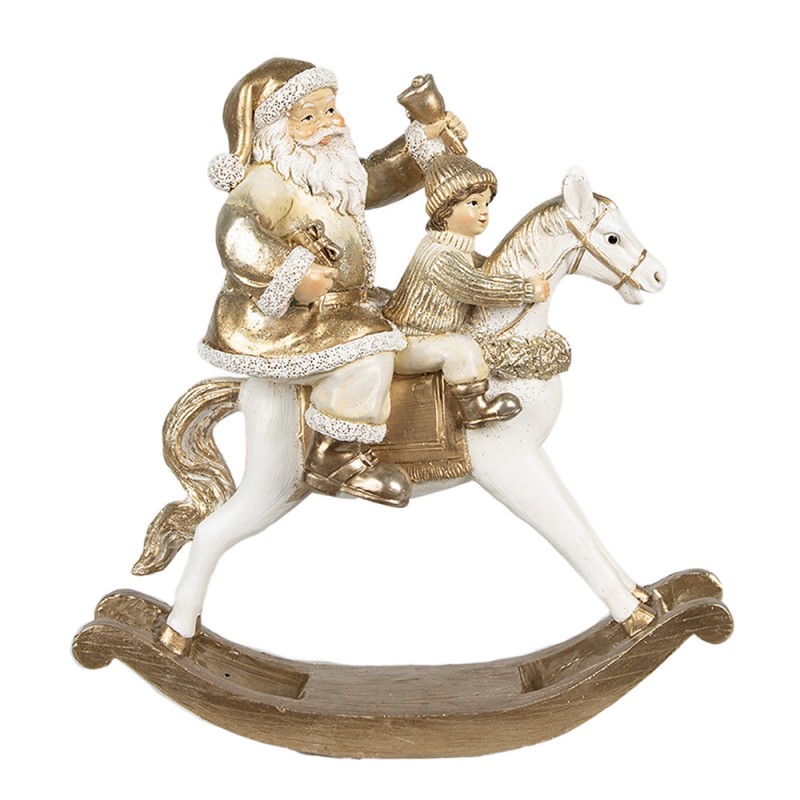 6PR3938 Figurine Santa Claus 21x8x21 cm Gold colored White Polyresin Christmas Decoration