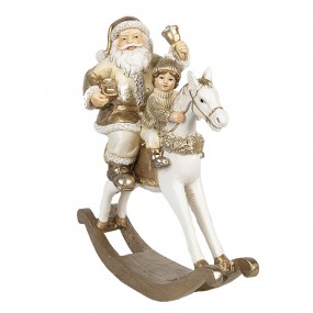 26PR3938 Figurine Santa Claus 21x8x21 cm Gold colored White Polyresin Christmas Decoration