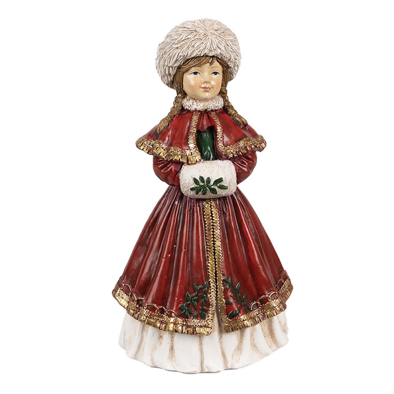 6PR3943 Figurine Fille 9x7x17 cm Rouge Polyrésine Décoration de Noël