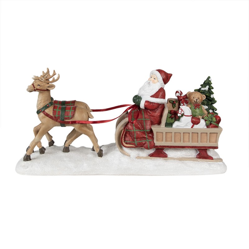6PR3919 Santa Claus Figurine Sled 41x11x19 cm Red Polyresin Christmas Decoration