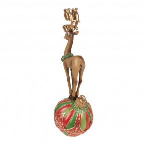 26PR3921 Figurine Rennes 43 cm Marron Rouge Polyrésine Décoration de Noël