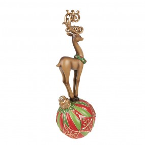 26PR3921 Figurine Rennes 43 cm Marron Rouge Polyrésine Décoration de Noël