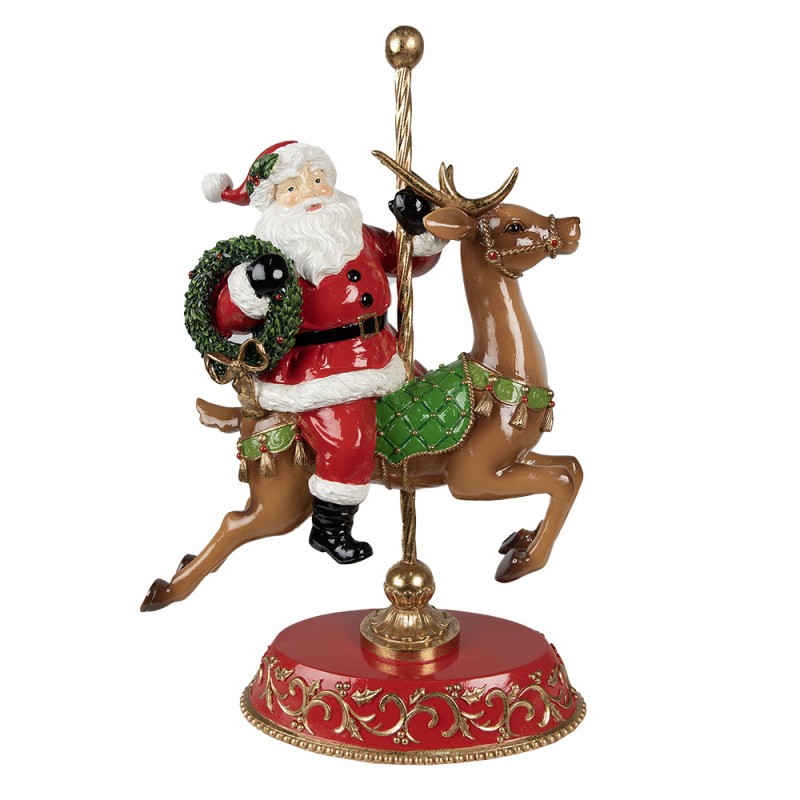 6PR3923 Beeld Kerstman Rendier 46 cm Rood Polyresin Kerstdecoratie