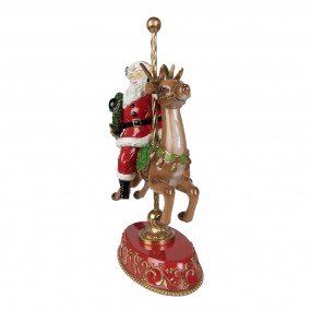 26PR3923 Figurine Père Noël Rennes 46 cm Rouge Polyrésine Décoration de Noël