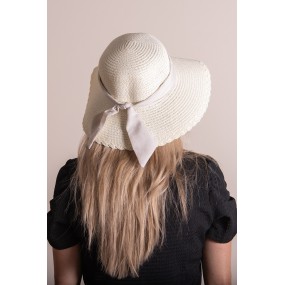 2JZHA0095W Chapeau de femme Blanc Paille en papier Chapeau de soleil
