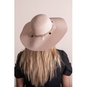 2JZHA0098P Women's Hat Pink Paper straw Sun Hat
