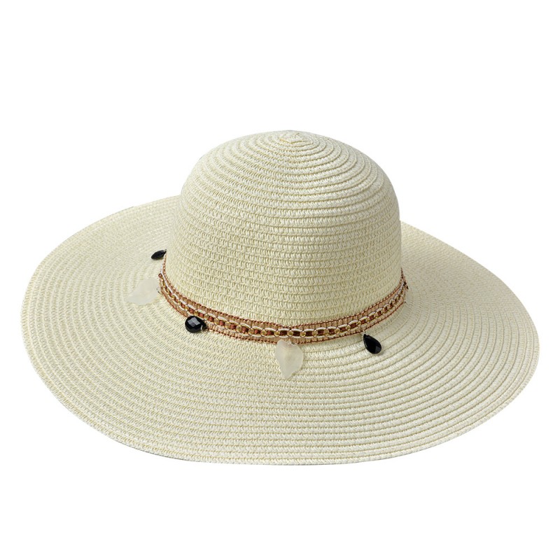 JZHA0098W Cappello da donna Bianco Paglia di carta Cappello da sole