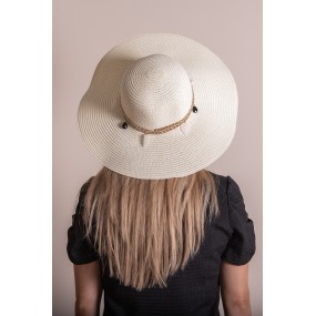 2JZHA0098W Chapeau de femme Blanc Paille en papier Chapeau de soleil