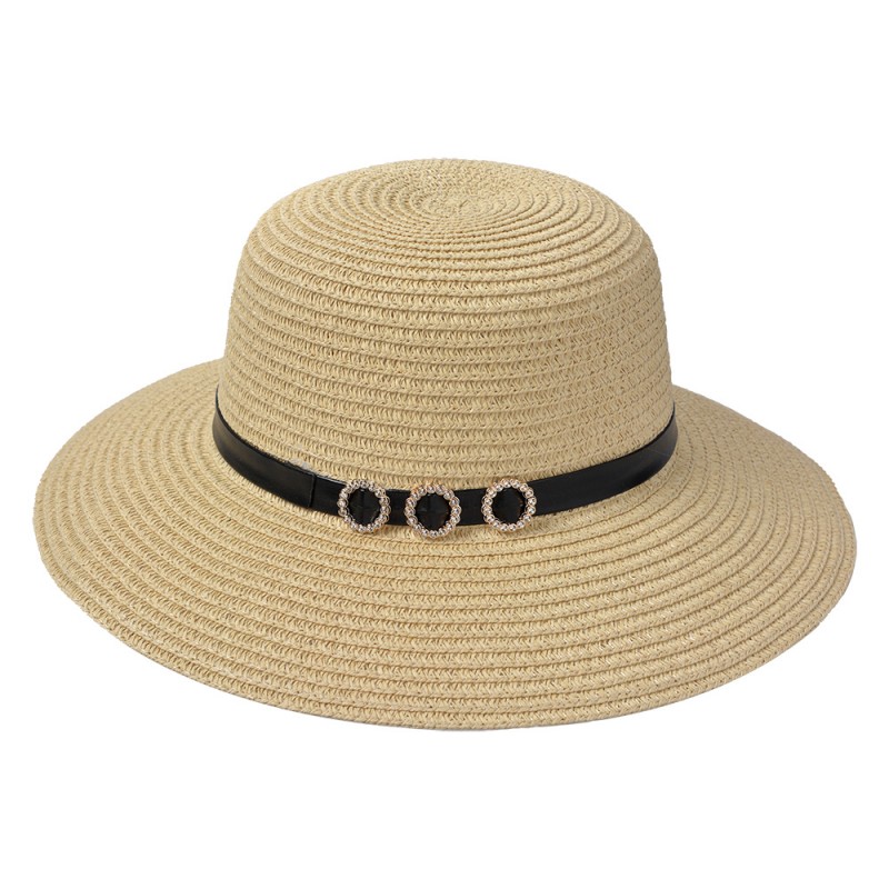 JZHA0100 Cappello da donna Beige Paglia di carta Cappello da sole