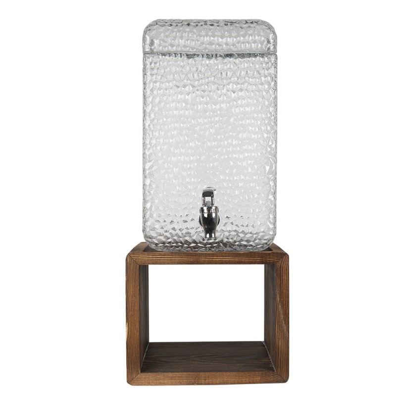 6GL3258 Saftkanne mit Hahn und Deckel 22x20x50 cm Glas Quadrat Wasserkrug