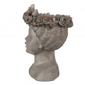 26PR3896 Pot de fleurs d'intérieur Femme 26 cm Gris Polyrésine