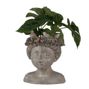 26PR3896 Indoor Planter Woman 26 cm Grey Polyresin