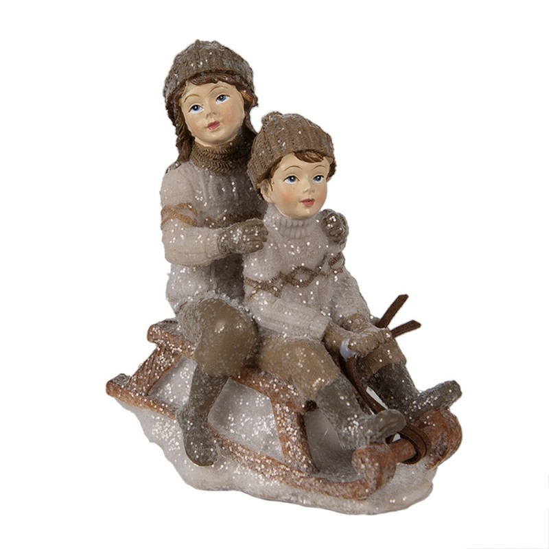 6PR4909 Beeld Kinderen 11 cm Beige Polyresin Kerstdecoratie