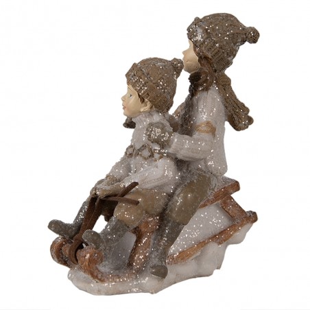 6PR4909 Statuetta Bambini 11 cm Beige Poliresina Decorazione di Natalizie