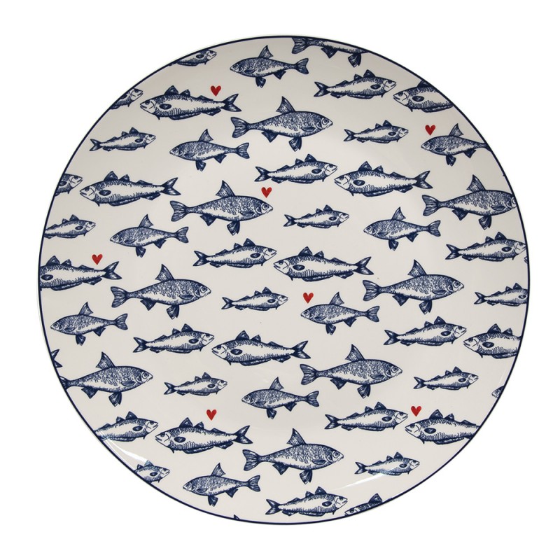 SSFFP Dinner Plate Ø 26 cm White Blue Porcelain Fishes Dining Plate
