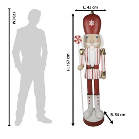 25Y1179 Statuetta Schiaccianoci 167 cm Rosso Ferro Decorazione di Natalizie