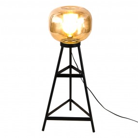 25LMP653 Floor Lamp 37x37x72 cm  Black Brown Iron Glass Standing Lamp