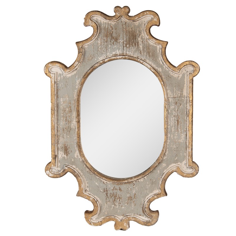 52S292 Mirror 51x75 cm Beige Grey Wood Glass Large Mirror