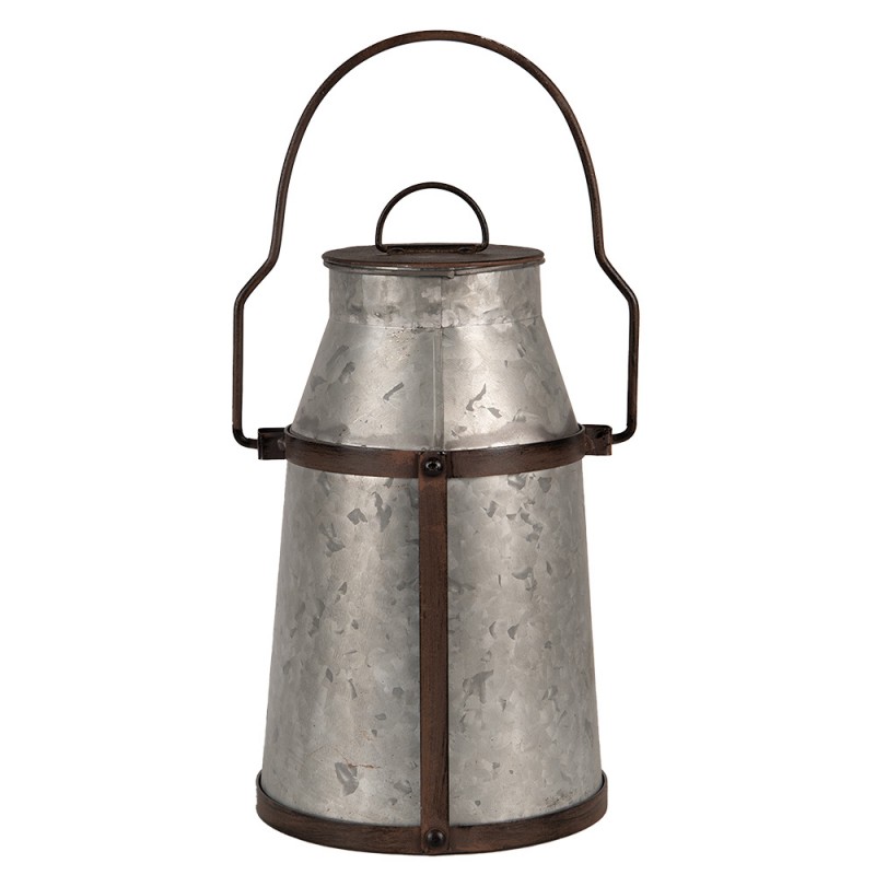 6Y5401 Decorative Milk Churn 26 cm Grey Brown Metal Milk Jug