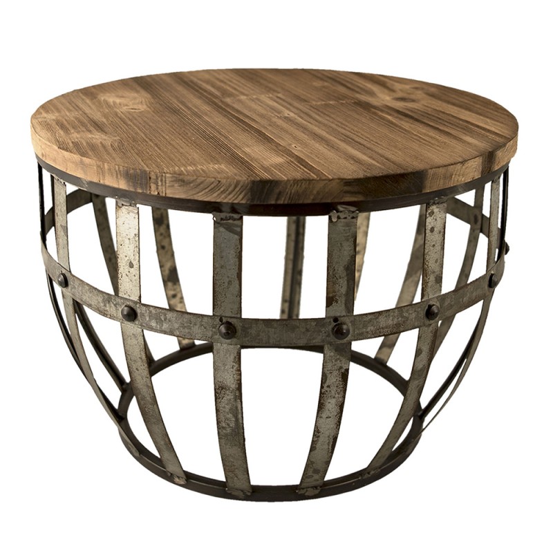 64051 Side Table 45x28x45 cm Brown Wood Iron Round