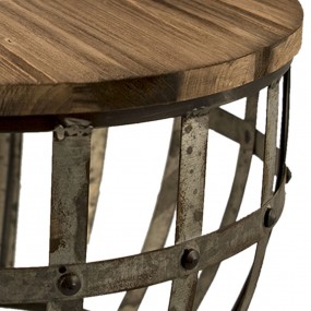 264051 Side Table 45x28x45 cm Brown Wood Iron Round