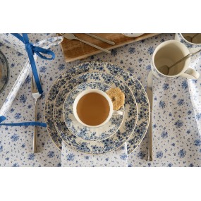 2BRB40 Sets de table set de 6 48x33 cm Blanc Bleu Coton Roses Rectangle