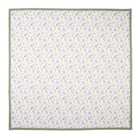 2CFL01 Tablecloth 100x100 cm White Green Cotton Flowers Square