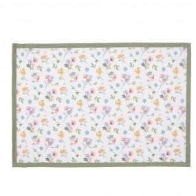 2CFL40 Placemats Set of 6 48x33 cm White Green Cotton Flowers