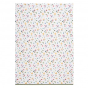 2CFL42 Tea Towel  50x70 cm White Green Cotton Flowers Kitchen Towel