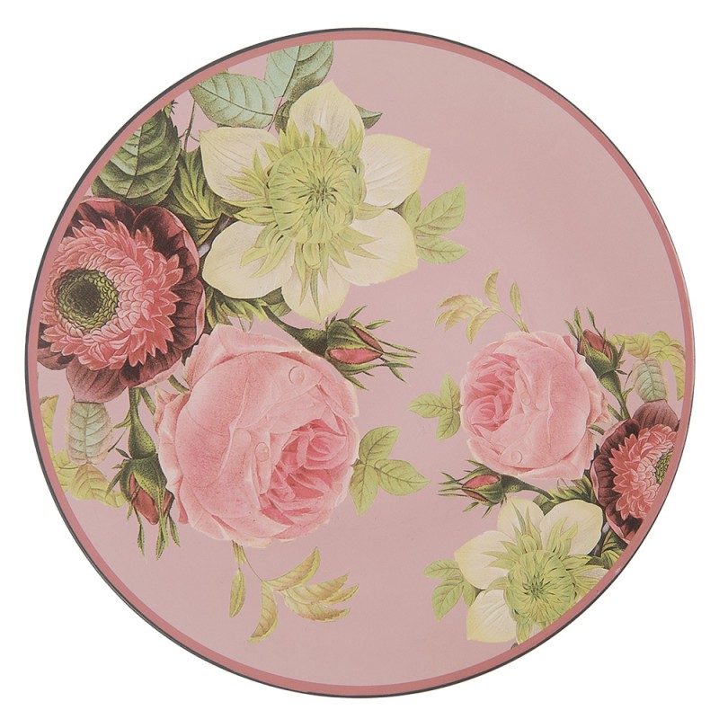 FBF85-1 Charger Plate Ø 33 cm Pink Green Plastic Flowers