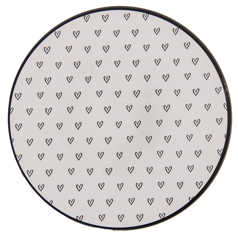 LHS85 Charger Plate Ø 33 cm White Black Plastic Hearts