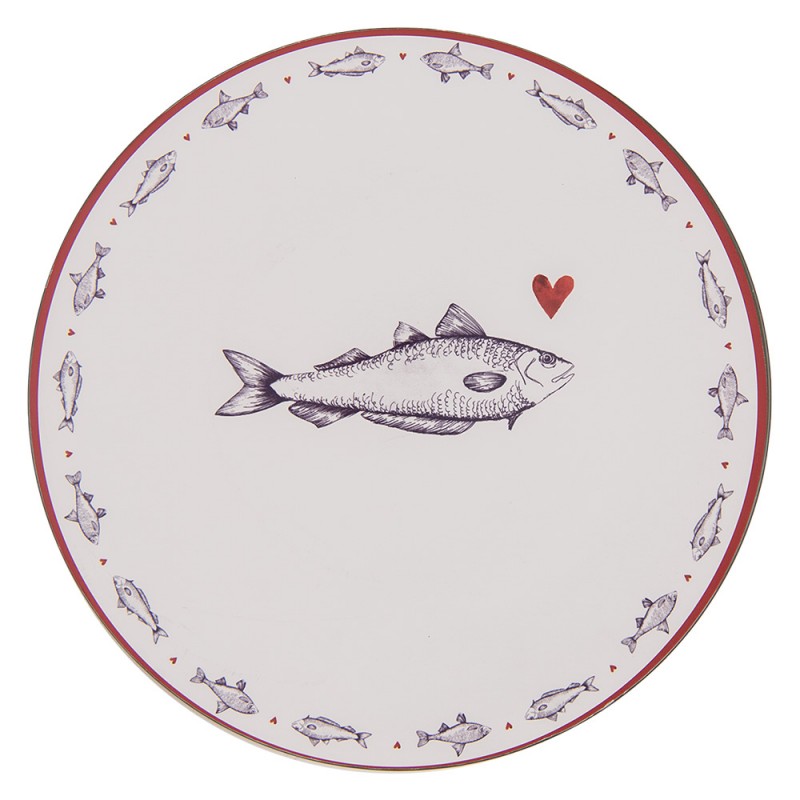SSF85 Charger Plate Ø 33 cm White Blue Plastic Fishes