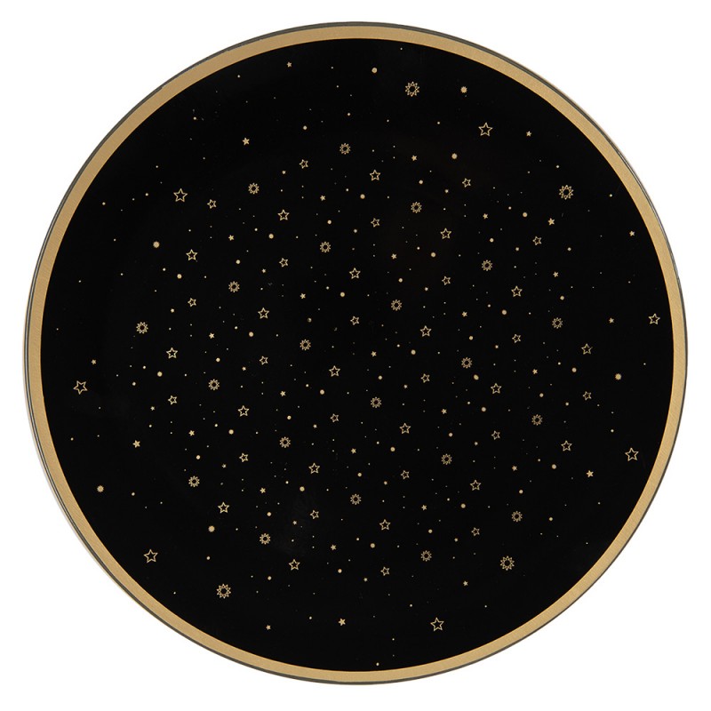 STS85-1 Unterteller Ø 33 cm Schwarz Goldfarbig Kunststoff Sterne