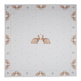 2BSLC01 Tablecloth 100x100 cm White Brown Cotton Rabbit Square