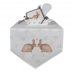 2BSLC45K Kids' Pot Holder 16x16 cm White Brown Cotton Rabbit Square