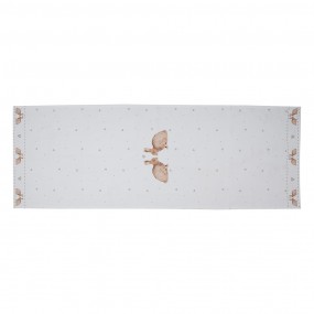 2BSLC64 Chemin de table 50x140 cm Blanc Marron Coton Lapin Nappe