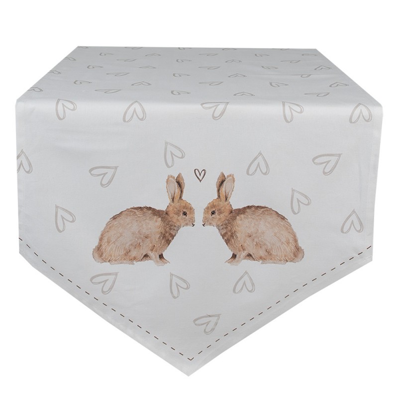 BSLC65 Table Runner 50x160 cm White Brown Cotton Rabbit Tablecloth