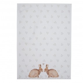 2BSLC42-1 Tea Towel  50x70 cm White Brown Cotton Rabbit Kitchen Towel