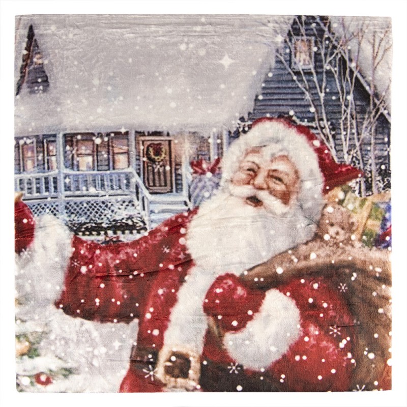 KT060.090 Throw Blanket 130x170 cm Red White Polyester Santa Claus Rectangle Blanket
