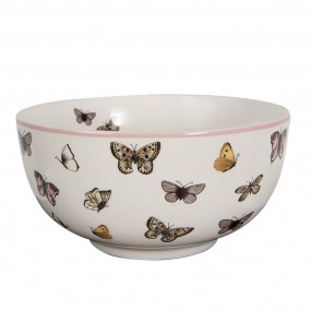 2BPDBO Soup Bowl 500 ml White Pink Porcelain Butterflies Serving Bowl