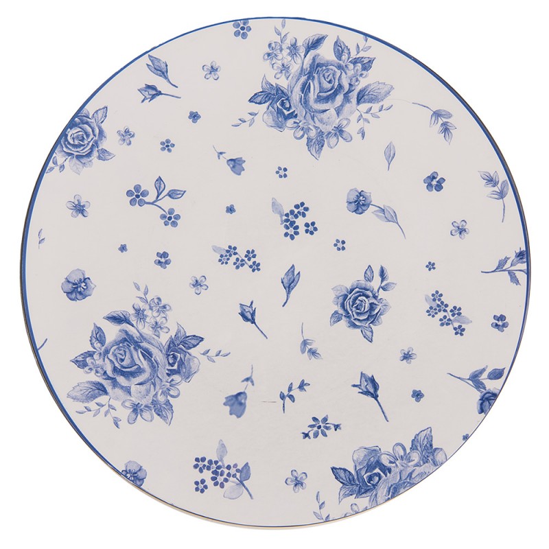 BRB85 Charger Plate Ø 33 cm White Blue Plastic Roses