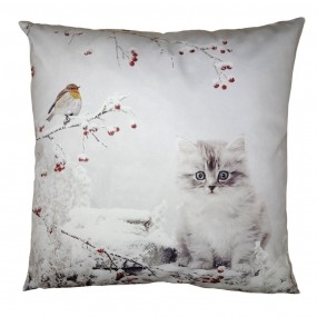 2KT021.322 Kissenbezug 45x45 cm Weiß Polyester Katze Dekokissenbezug