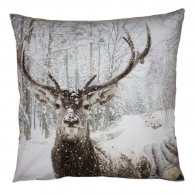 2KT021.333 Cushion Cover 45x45 cm Brown White Polyester Deer Pillow Cover