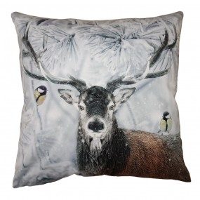 2KT021.336 Cushion Cover 45x45 cm Brown Grey Polyester Deer Pillow Cover