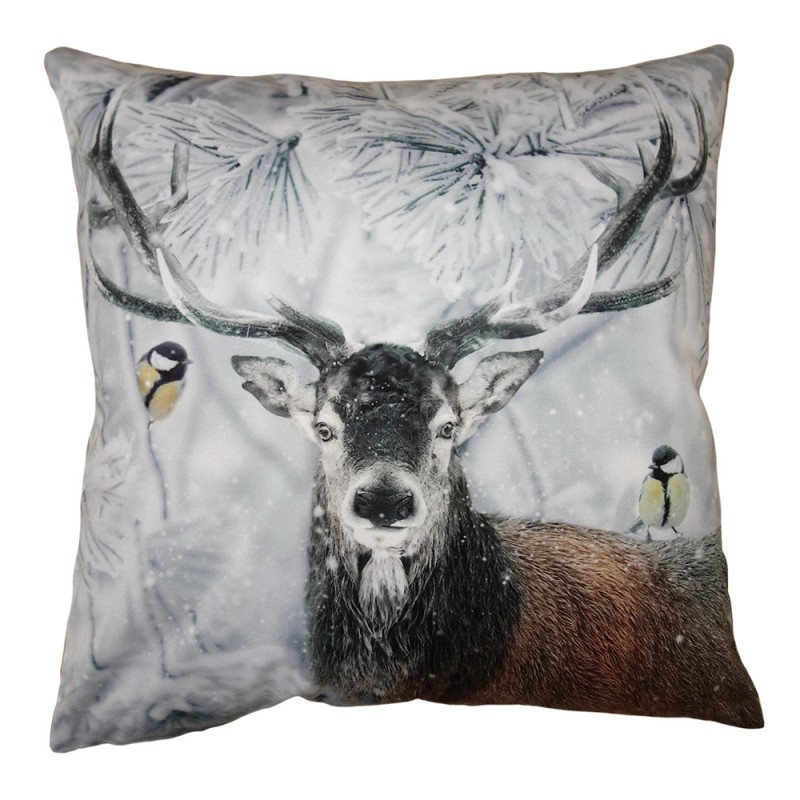 KT021.336 Cushion Cover 45x45 cm Brown Grey Polyester Deer Pillow Cover